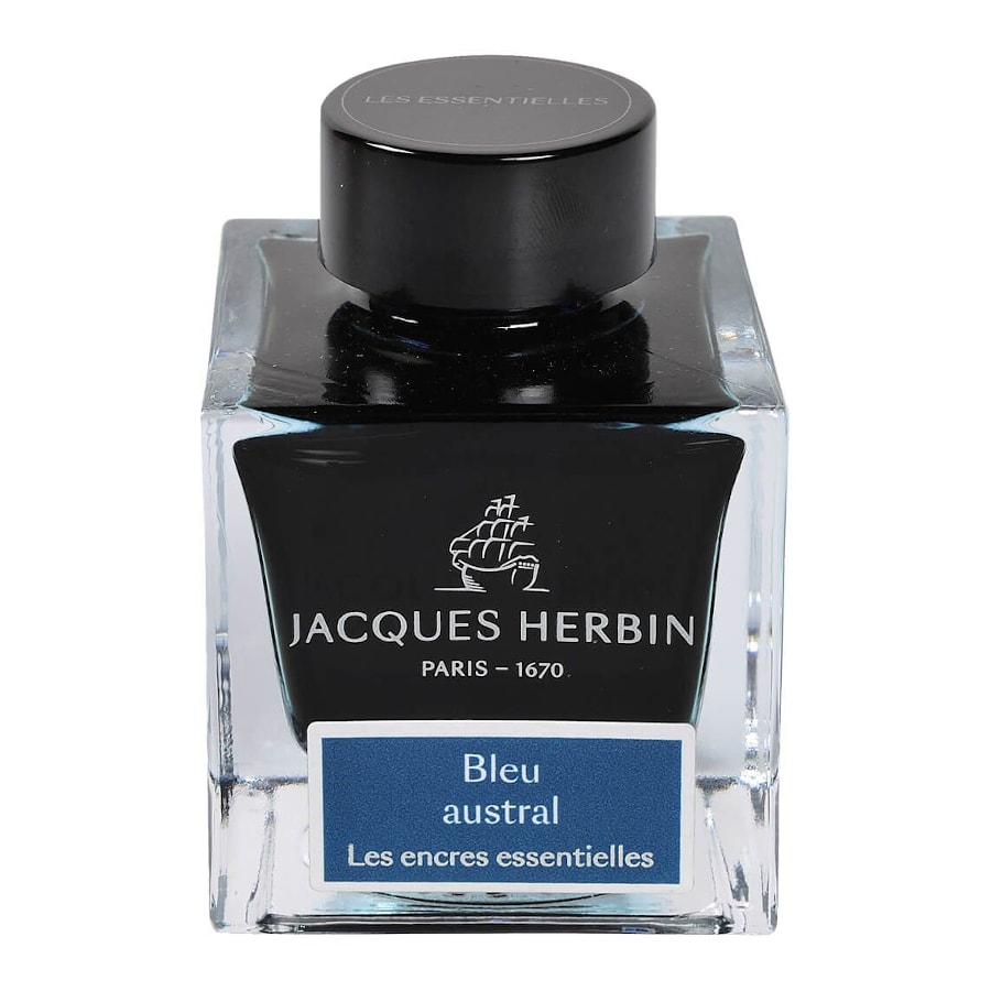 Jacques Herbin Essential Bleu Austral 50ml Ink Bottle - pen-script